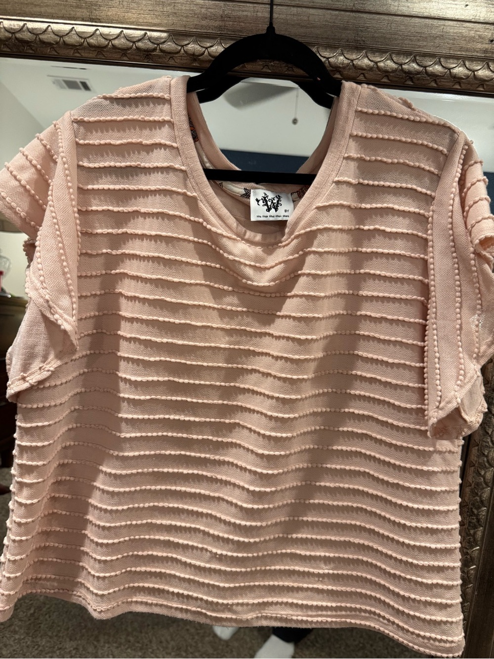 Who What Wear Blush Pink Textured Short Sleeve Top